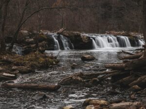 pexels-photo-10497907-10497907 Tranquil waterfall cascading over rocks in a West Virginia forest, surrounded by natural beauty.